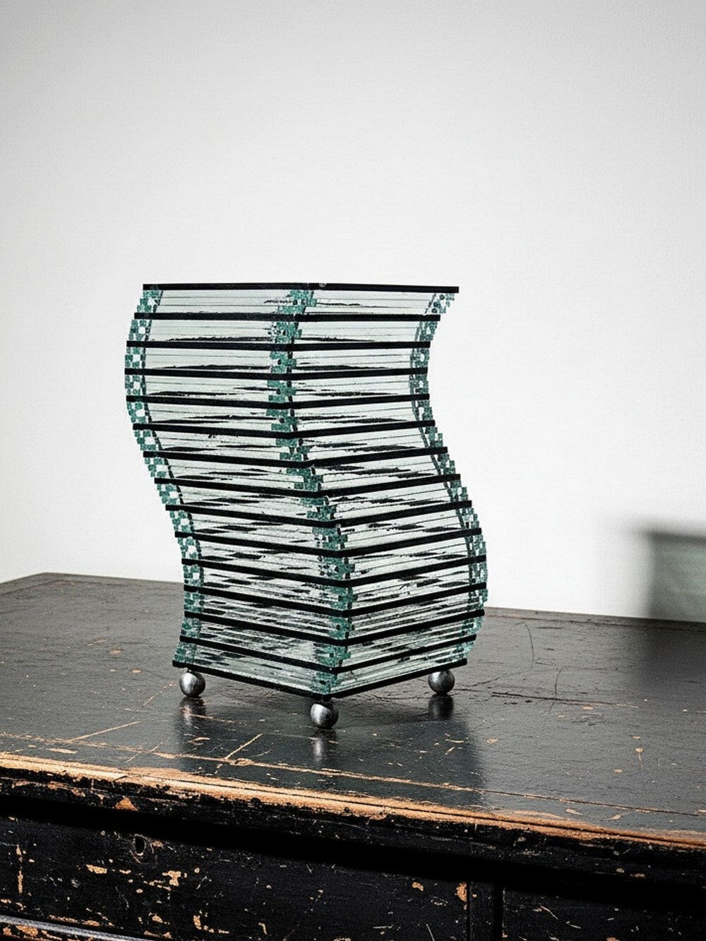 Sculptural lamp body "Stacked Glass" vintage 75-85 modernist