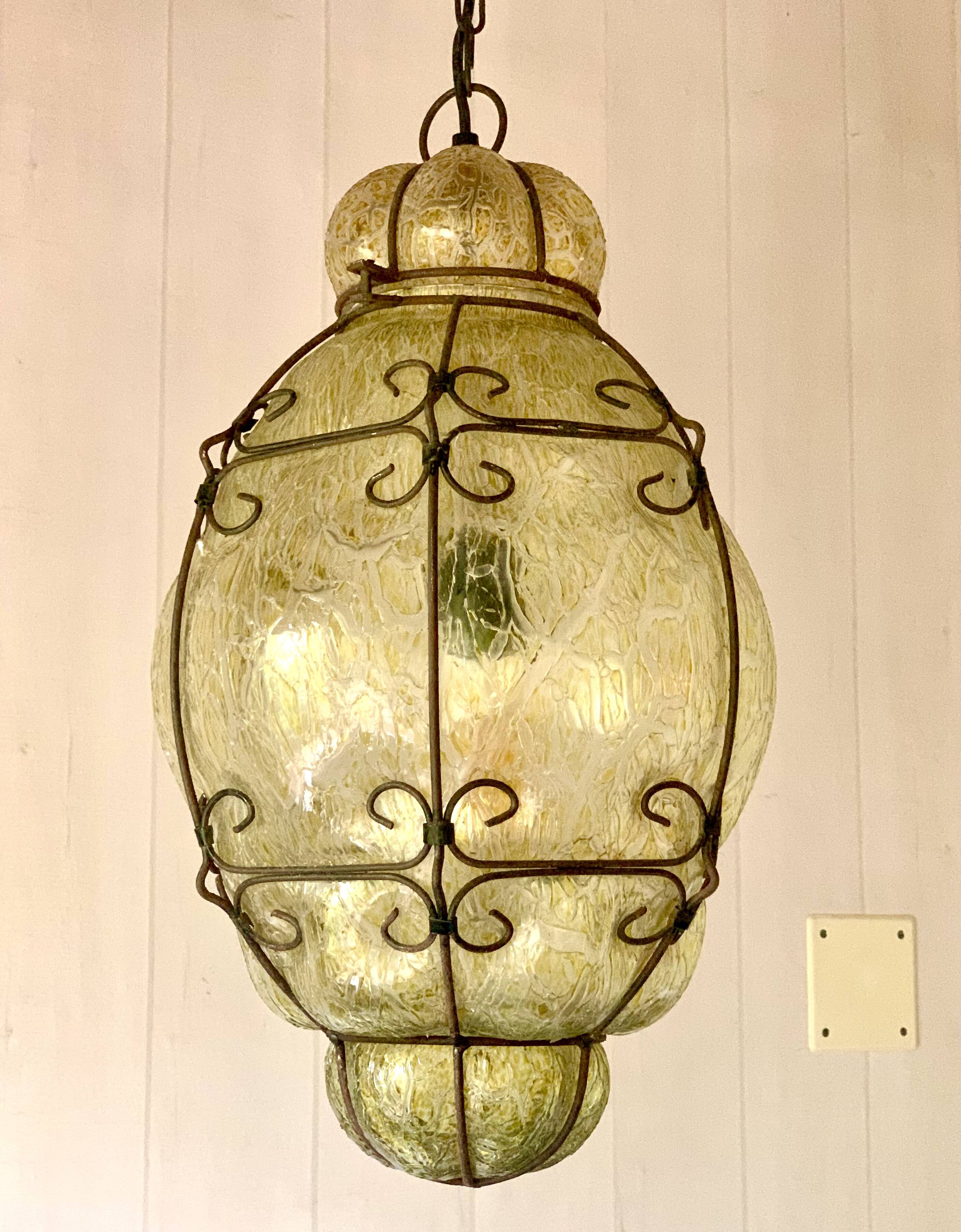 Large Venetian cage lantern in murano glass