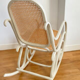 Rocking Chair THONET époque fin XIXe en bois courbé cérusé grège