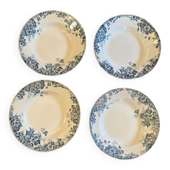 Set of 4 old plates Pierre de Fer, Marie Louise / Moulin des Loups Hamage