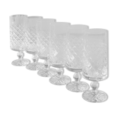 Lot 6 flûtes à champagne, cristal de Lorraine. Motifs losanges/croisillons. Haut 16 cm