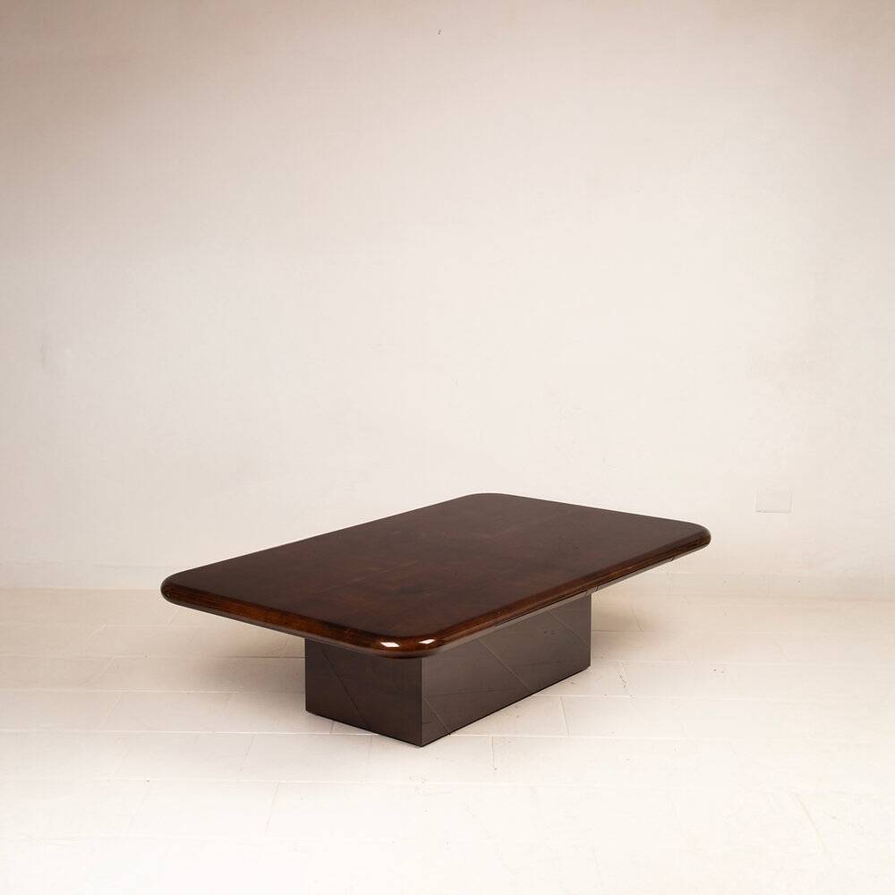 Coffee table model 2315 in parchment and mirrors by Giorgio Tura for Tura, 1980
