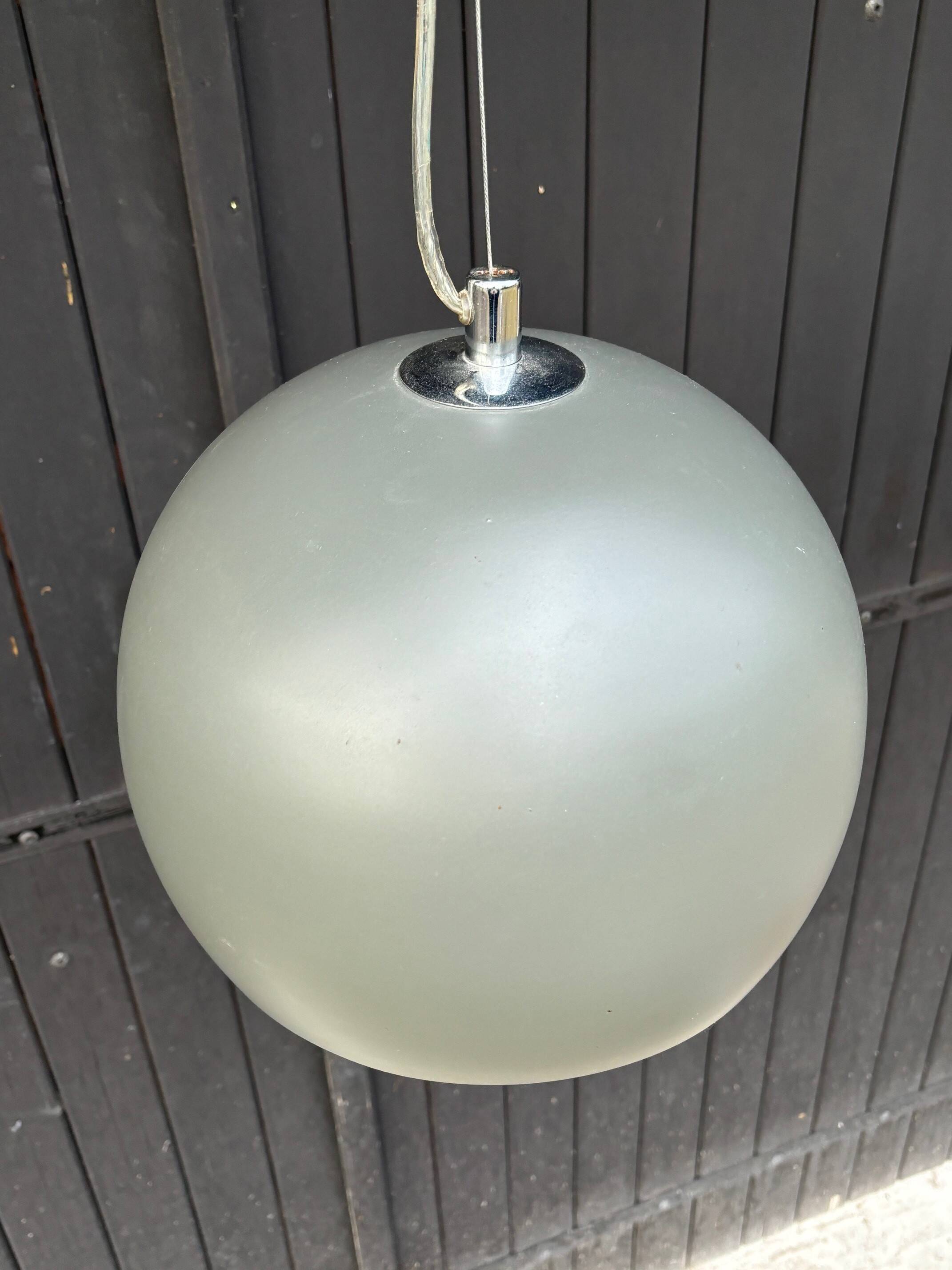 2 round metal pendant lights, Sweden 1980s