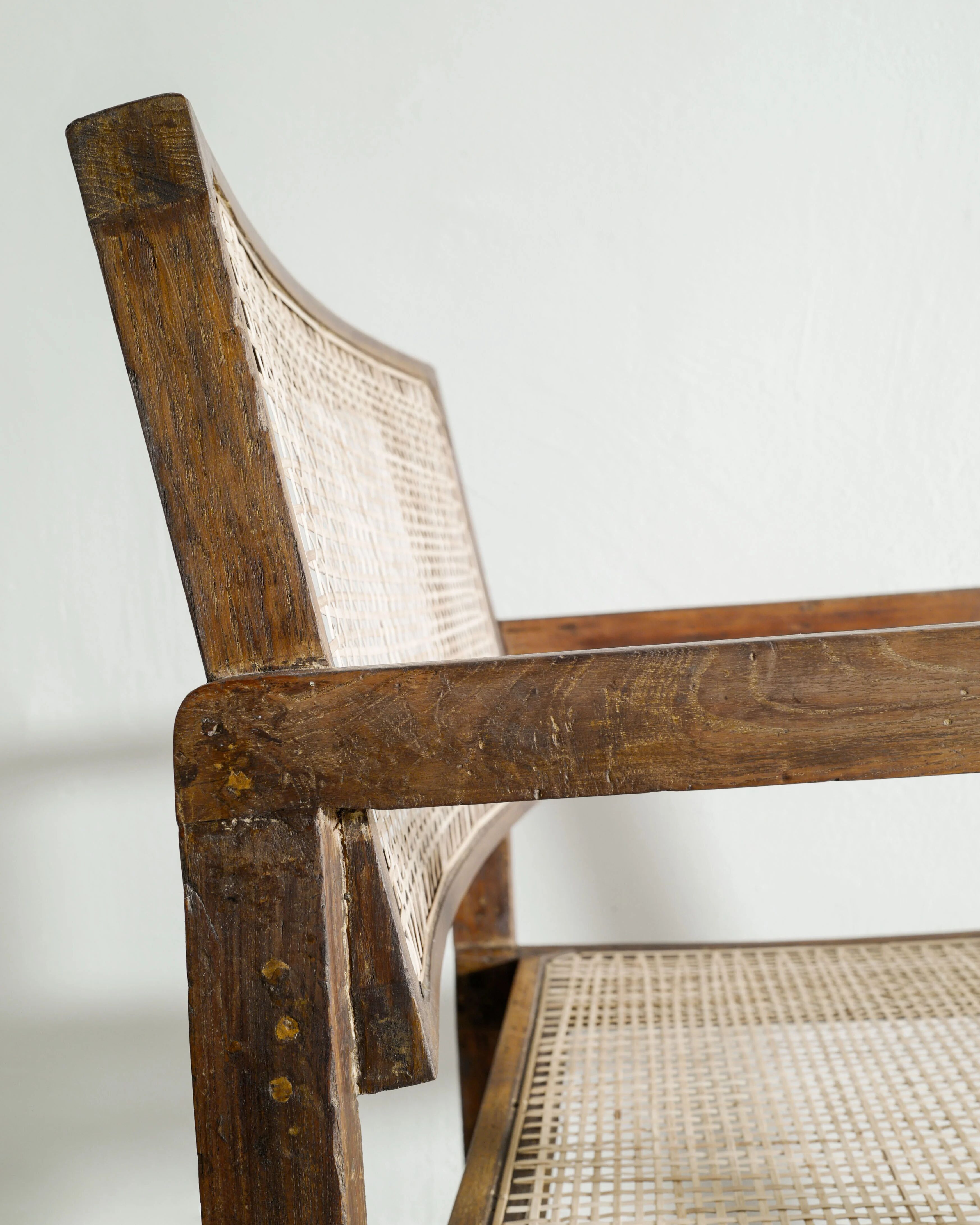French Mid Century Wooden Box Dining Office Chair Pierre Jeanneret, 1950s