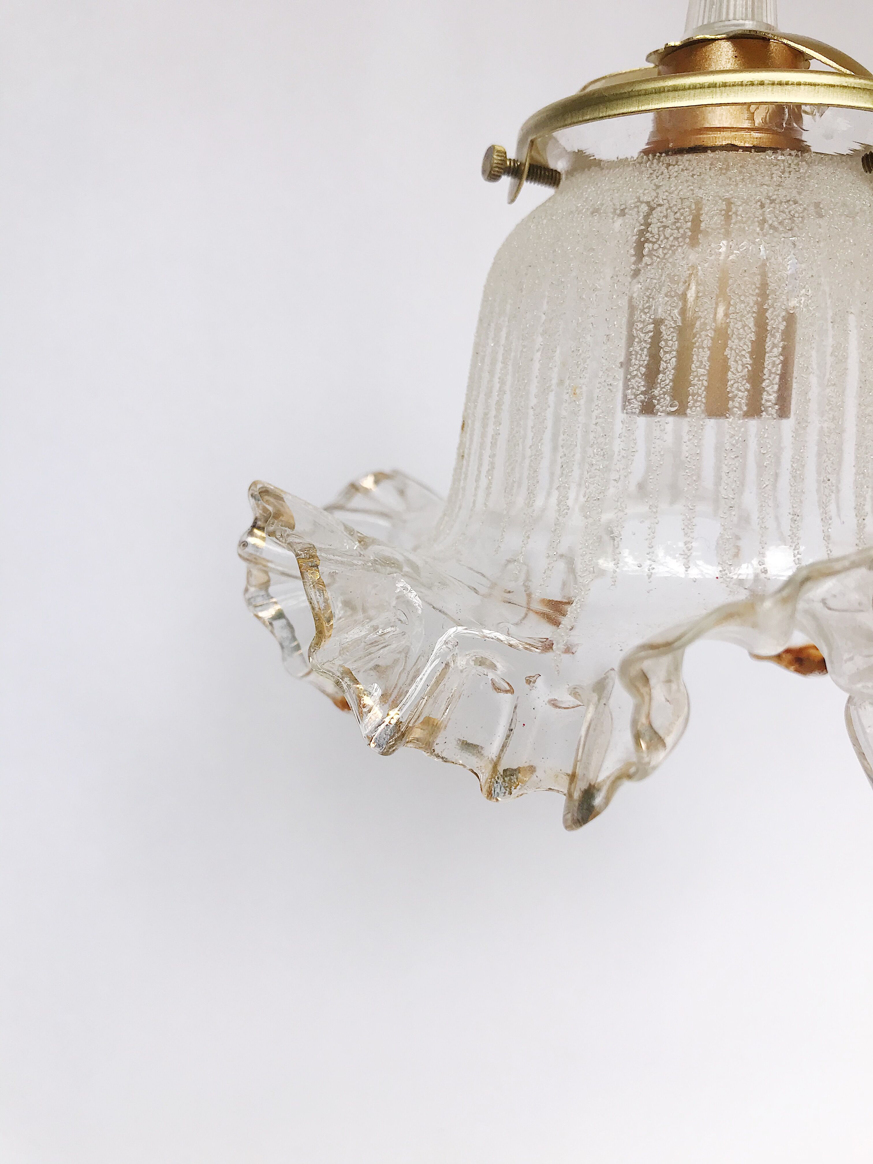 Vintage walking lamp frosted decoration and golden bordered petticoat