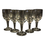 Set of 5 crystal wine glasses - mid 20th century