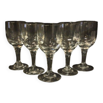 Set of 5 crystal wine glasses - mid 20th century