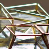 4 anciennes boites à bijoux en verre, laiton et miroir