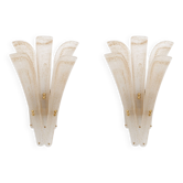Pair of 20th Century Modern Sconces in Frosted Murano glass and Gold Leaf