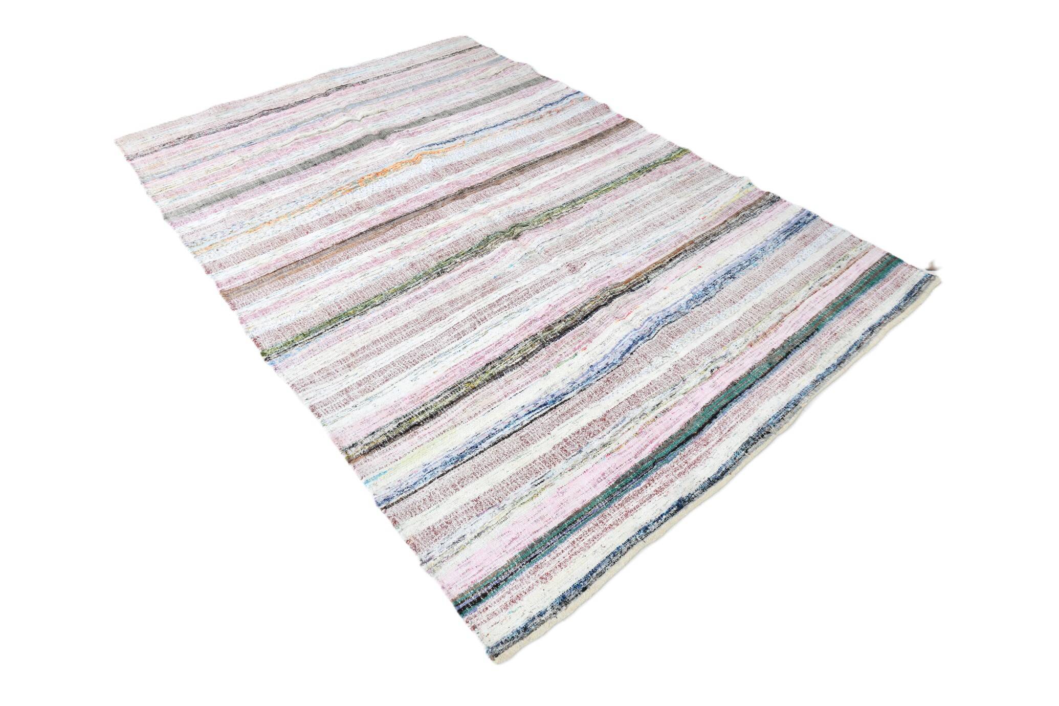 5x8 Vintage Striped Multicolor Rug Boho Pastel Design, 166x257 Cm