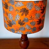 Art Deco wooden lamp and leafy lampshade