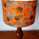 Art Deco wooden lamp and leafy lampshade