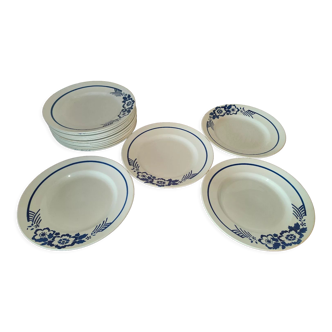 12 assiettes plates Moulin des loups et Hamage Orchies France