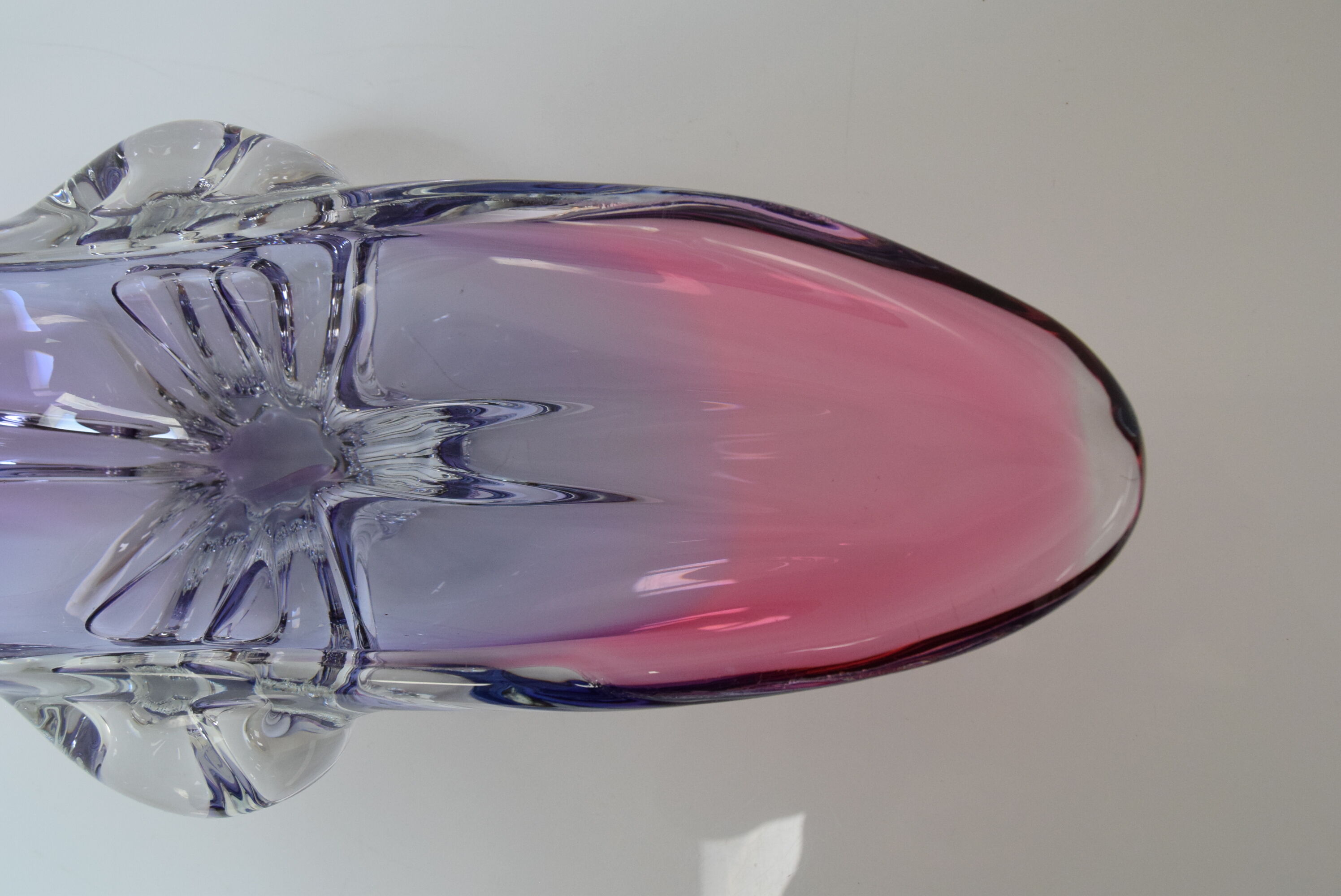 Art Glass Oblong Bowl by Josef Hospodka for Glasswork Chřibská,1960'