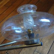Vintage chandelier 6 lights, metal and glass, vintage 1950s