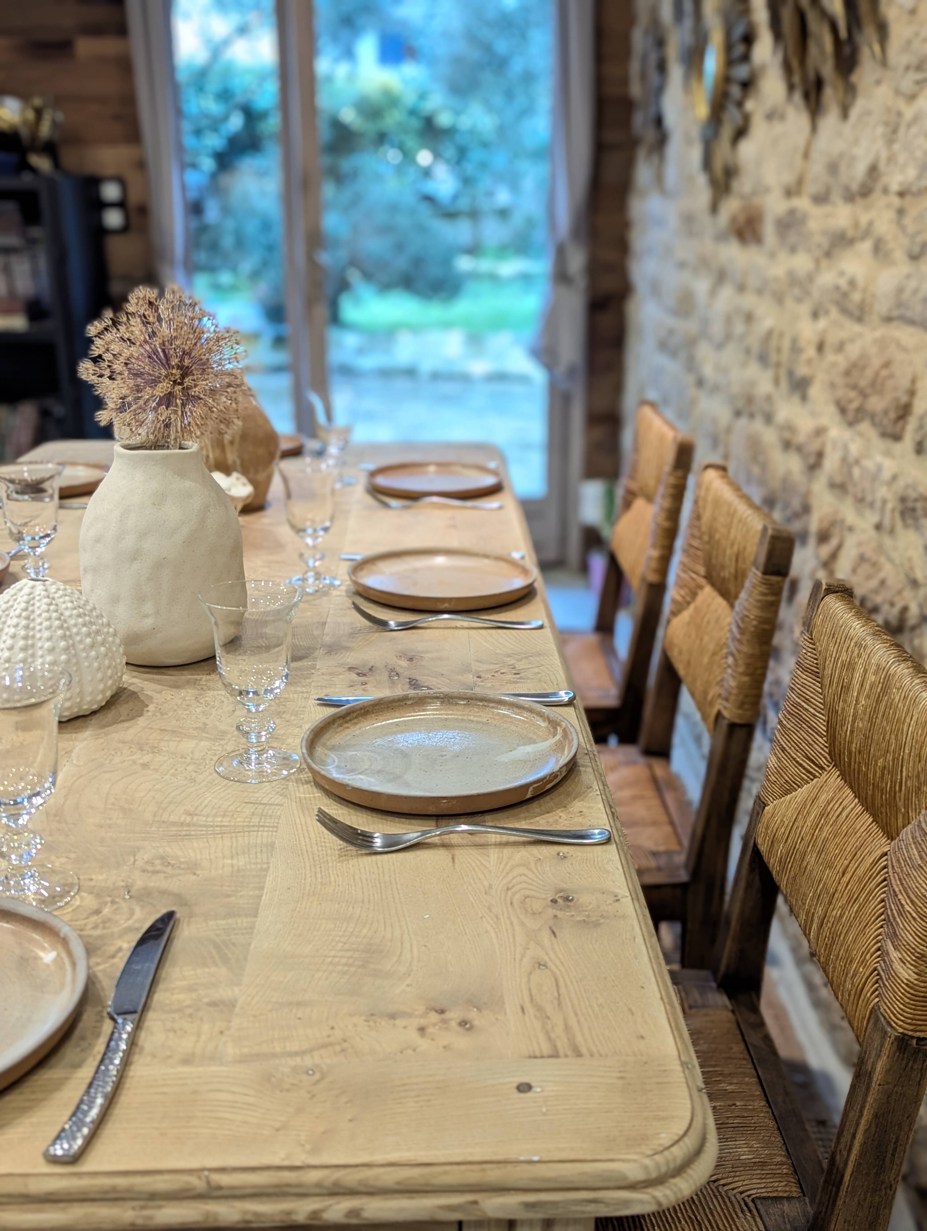 Old farmhouse table in elm