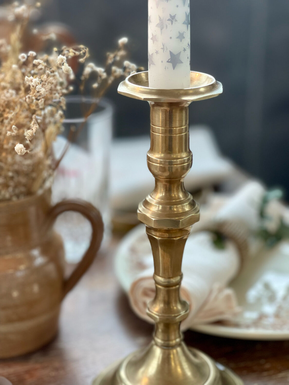 Pair of brass candle holders