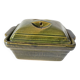 Small terrine in olive green glazed earthenware