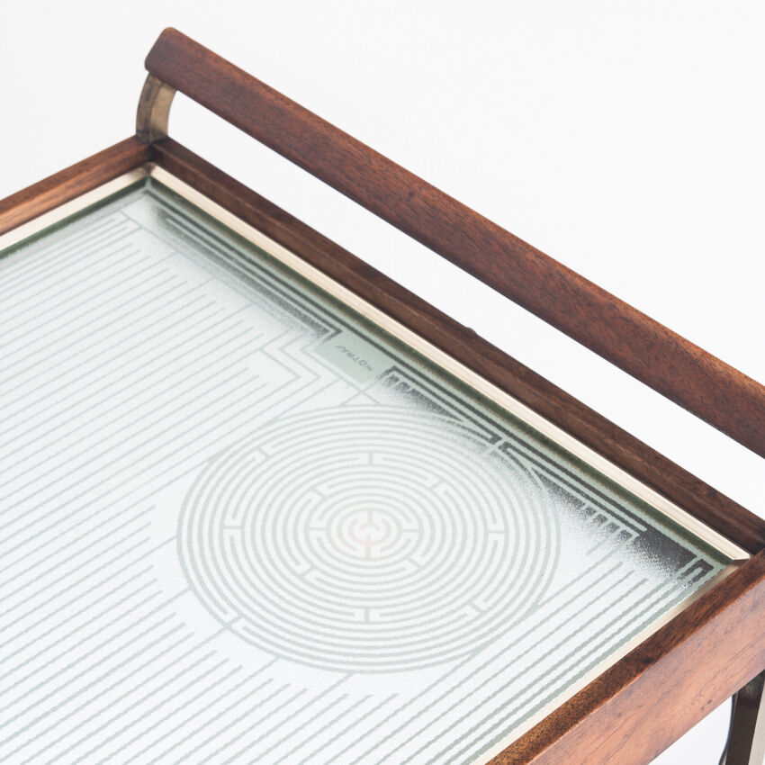 Vintage dessert in teak, brass and glass, 1960