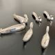 6 various animal shaped knife holders in silver metal