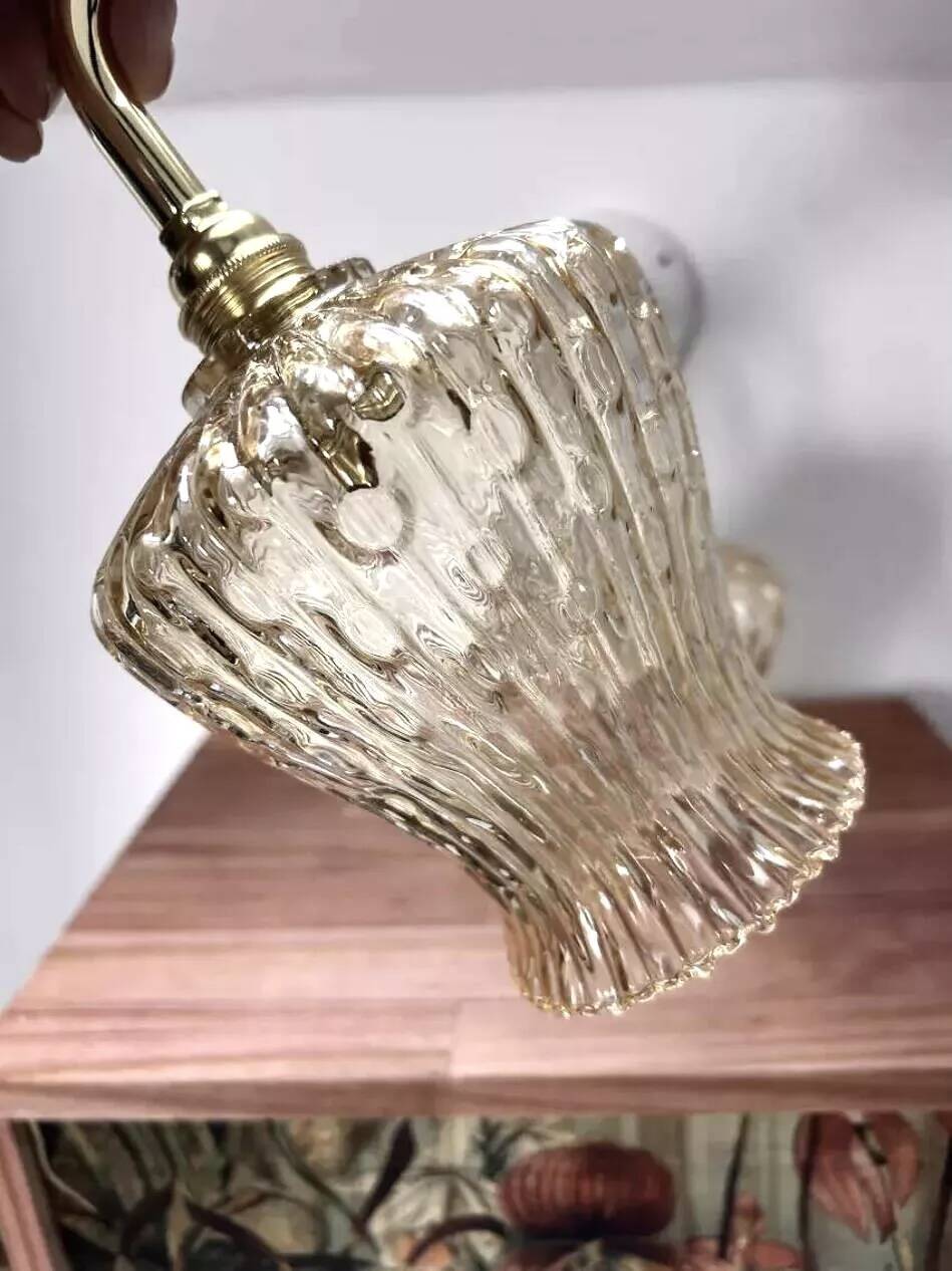 Pair of ceramic and glass wall lights