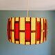 Scandinavian pendant lamp in teak and burlap, 60s