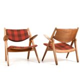 Early Pair CH-28 Oak Easychairs by Hans J. Wegner