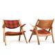 Early Pair CH-28 Oak Easychairs by Hans J. Wegner