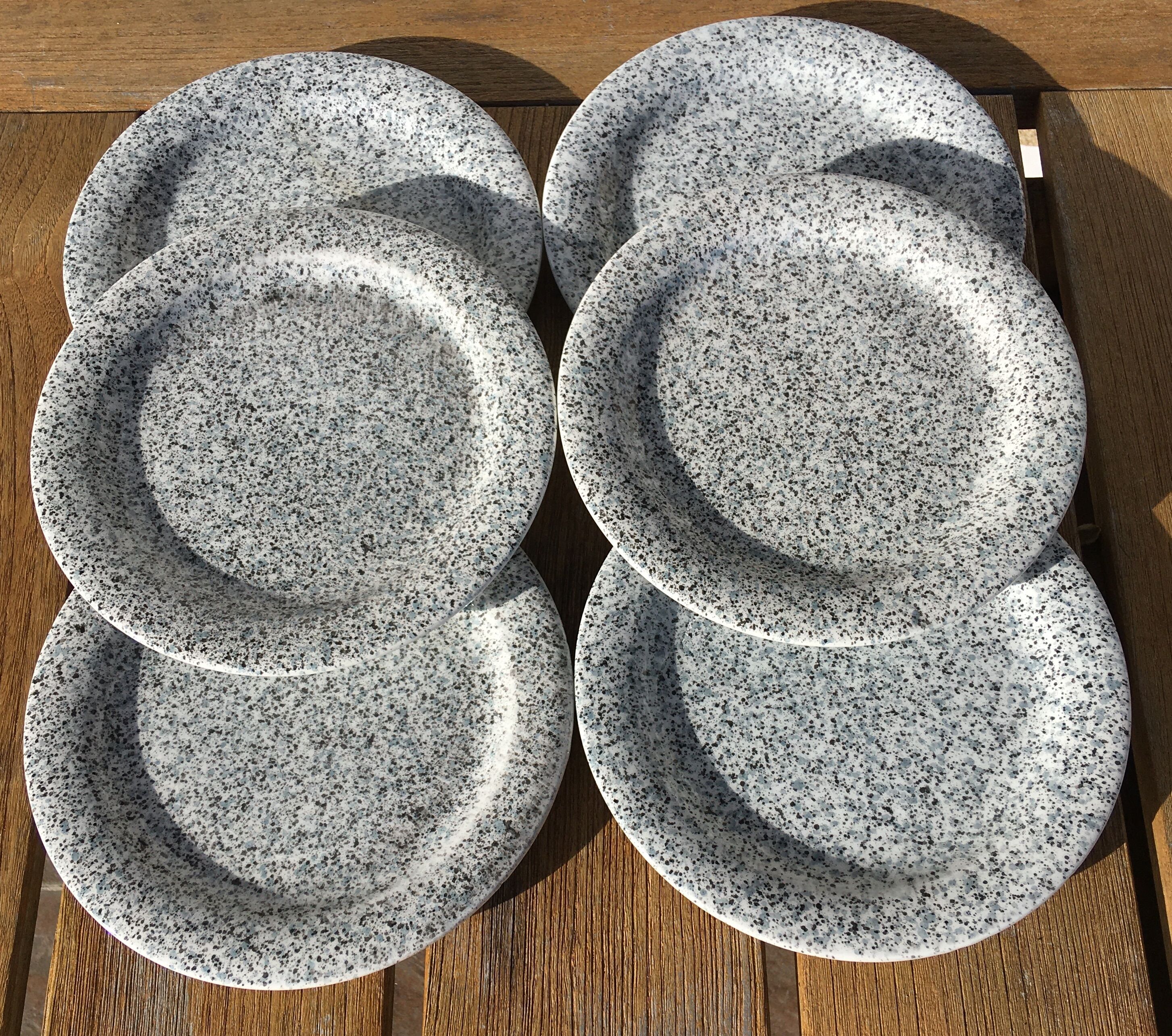 Speckled dessert plates blue gray Quadrifoglio