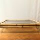 Large vintage tray in bamboo and smoked glass