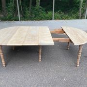 Renovated Louis Philippe round extendable dining table with flaps and 3 extensions.