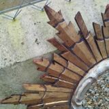 Vintage antique golden wooden sun mirror