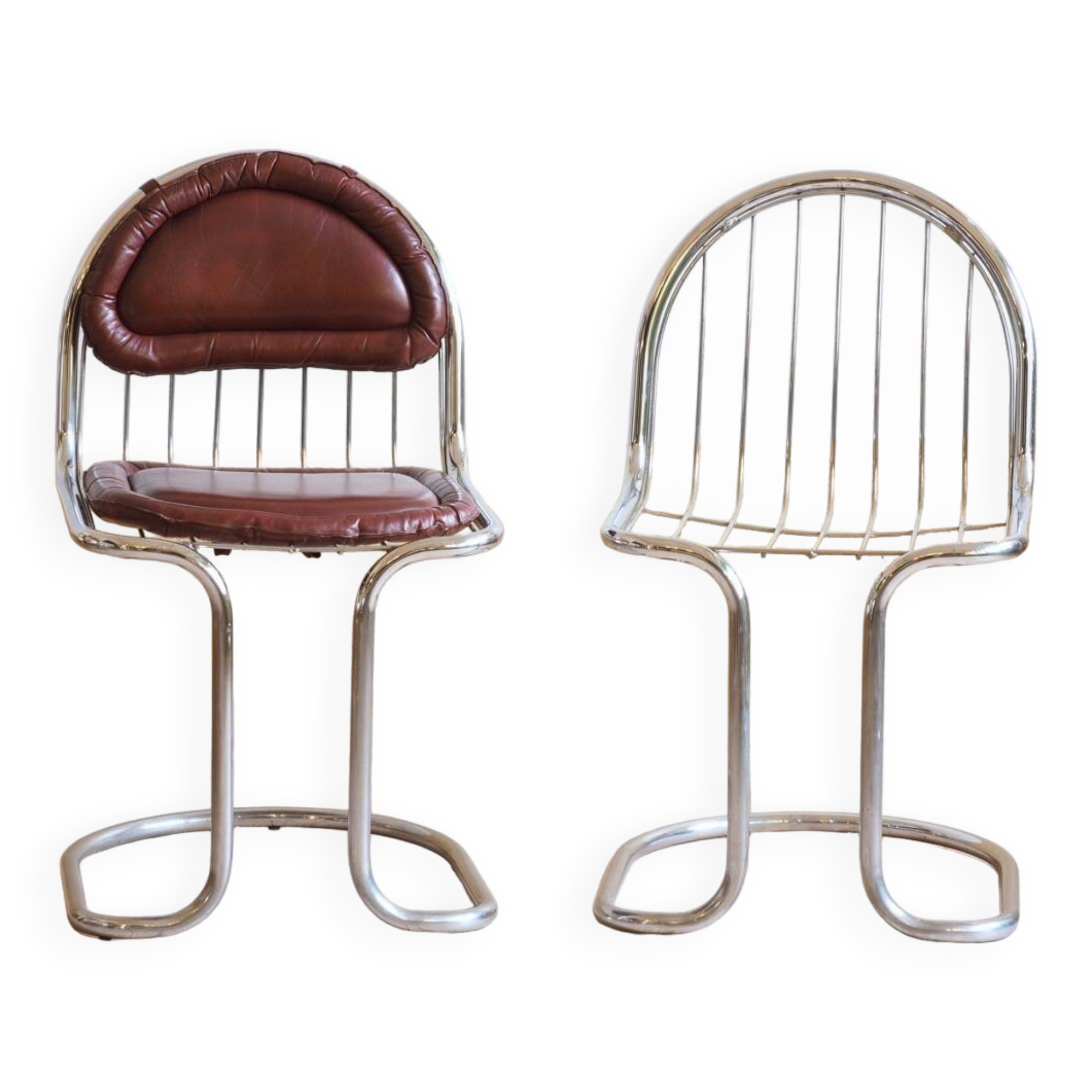 Duo of metal chairs attributed to Gastone RINALDI