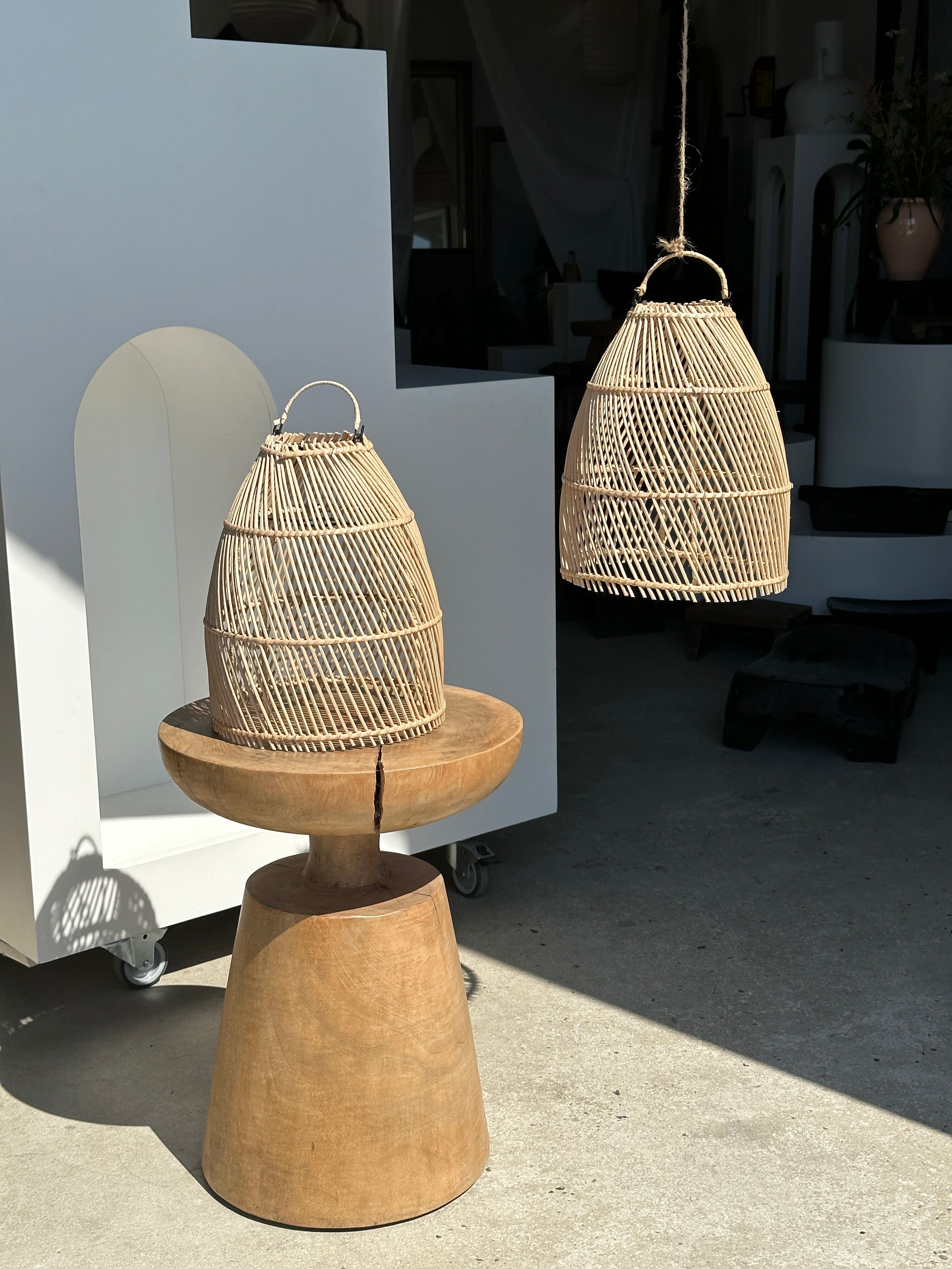 Suspension en rotin en forme de cloche d25 h28