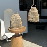 Rattan pendant lamp in the shape of bell D25 H28