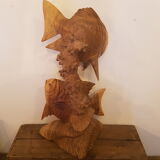 Wood carving duo of fish
