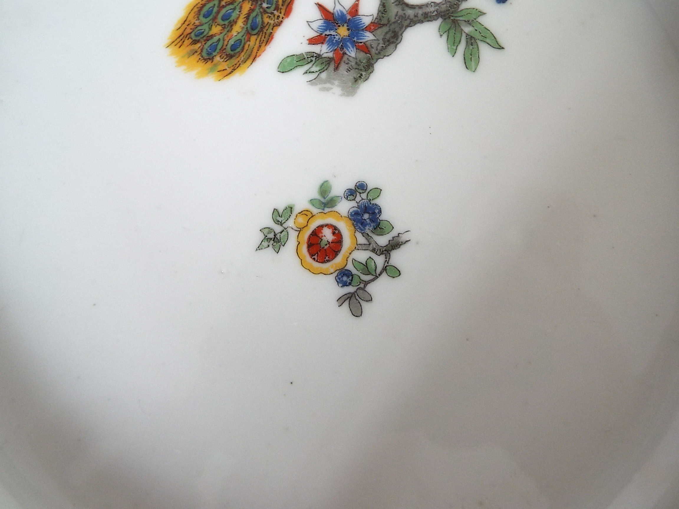 6 flat porcelain plates peacock