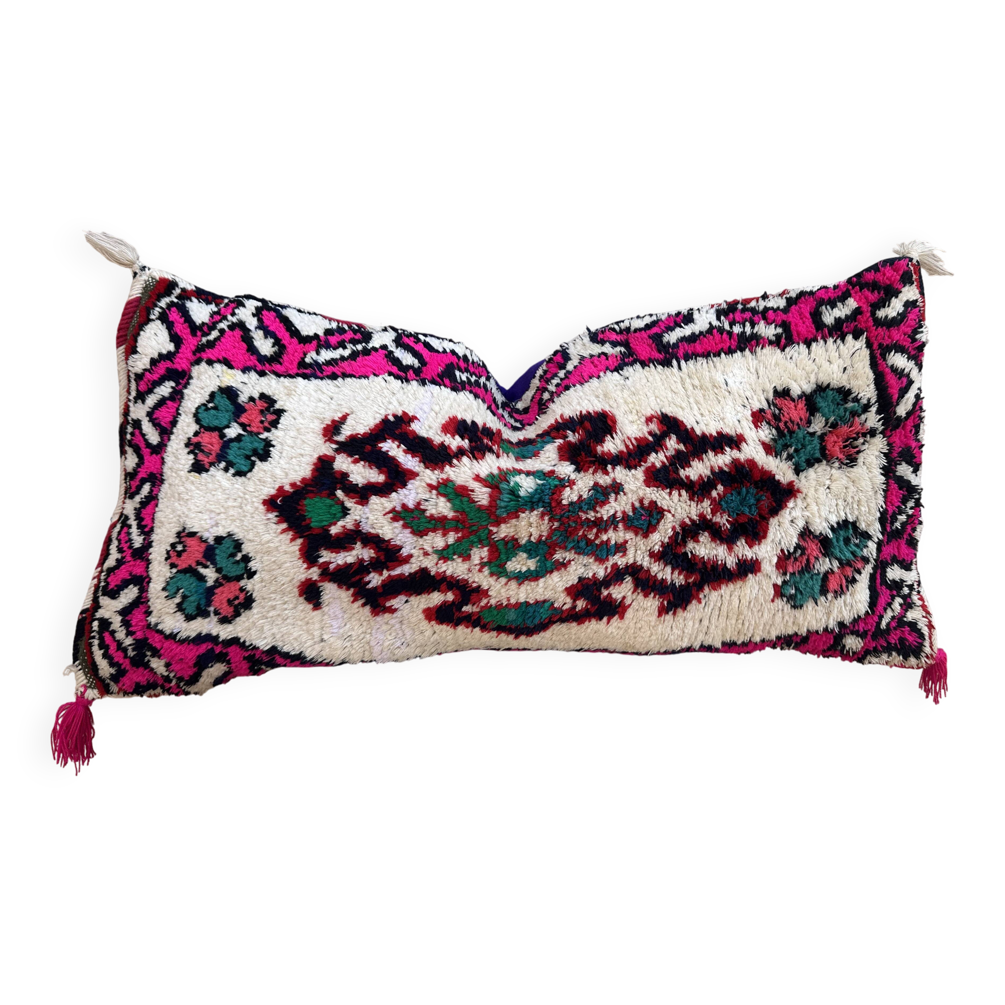 Vintage Berber wool cushion cover: Moroccan rug cushion 76x40cm