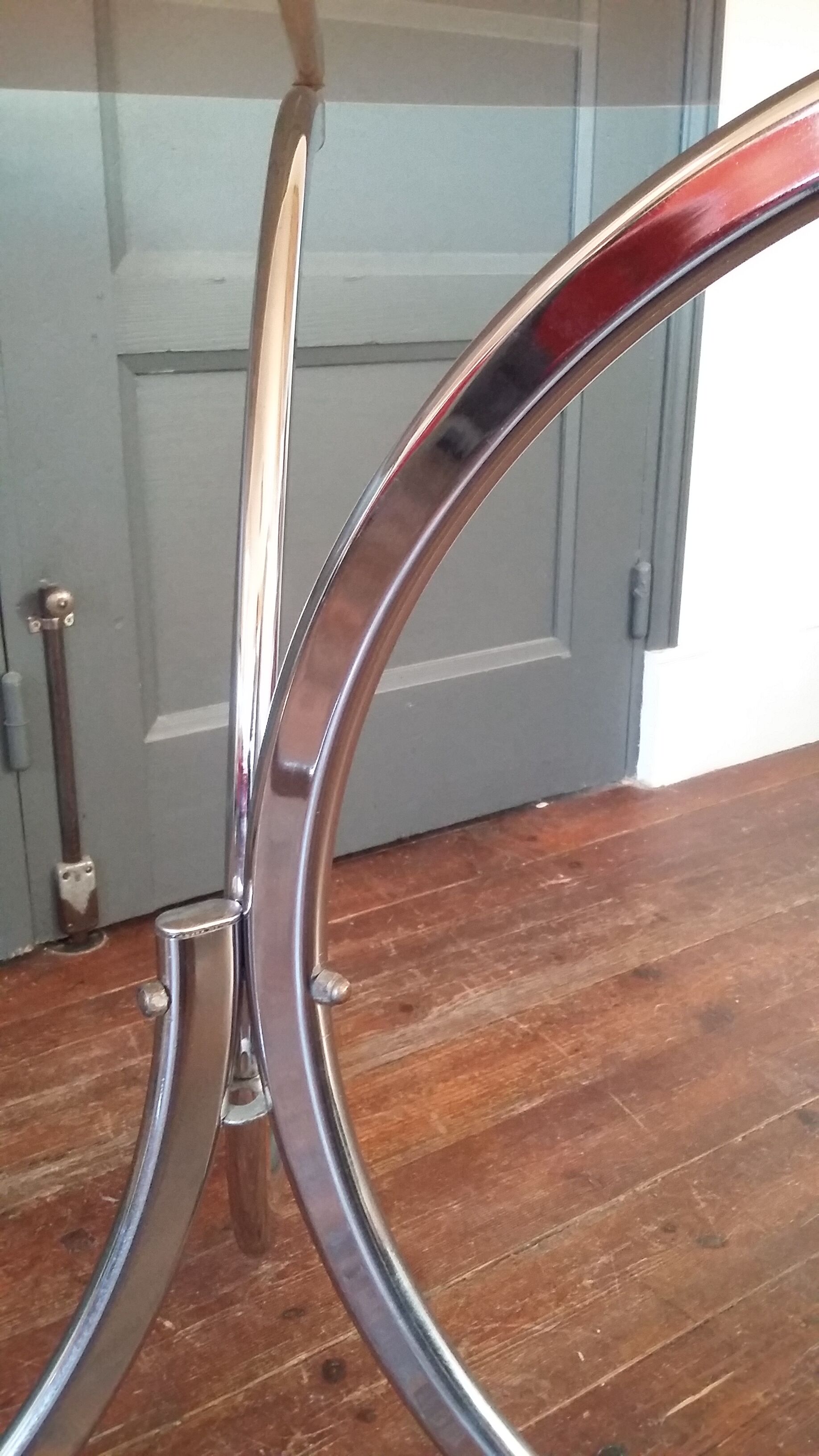 Vintage dining table glass and chrome 1970