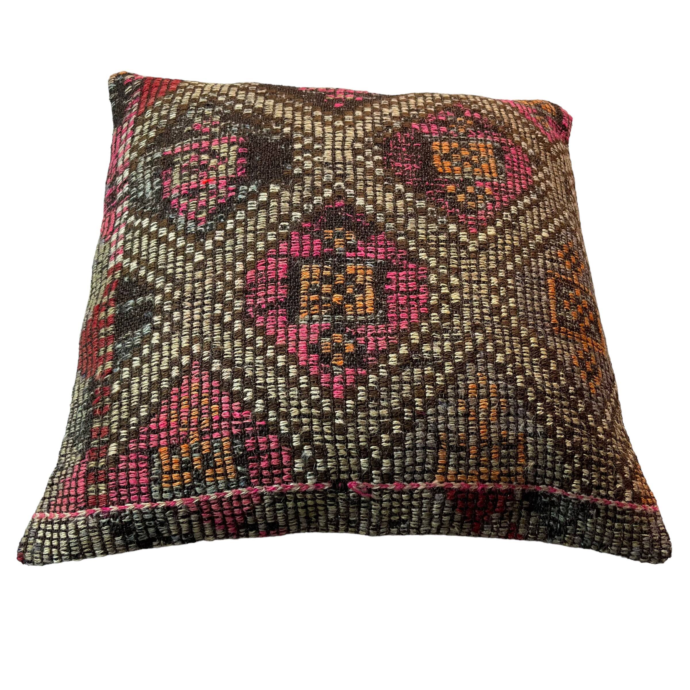 Vintage turkish kilim cushion cover , 55 x 55 cm