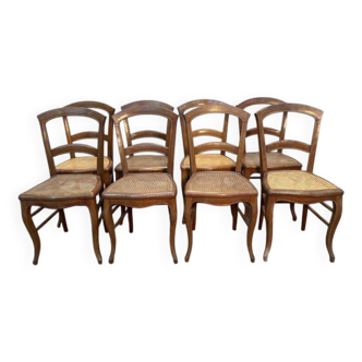 Set of 8 Louis Philippe caned chairs