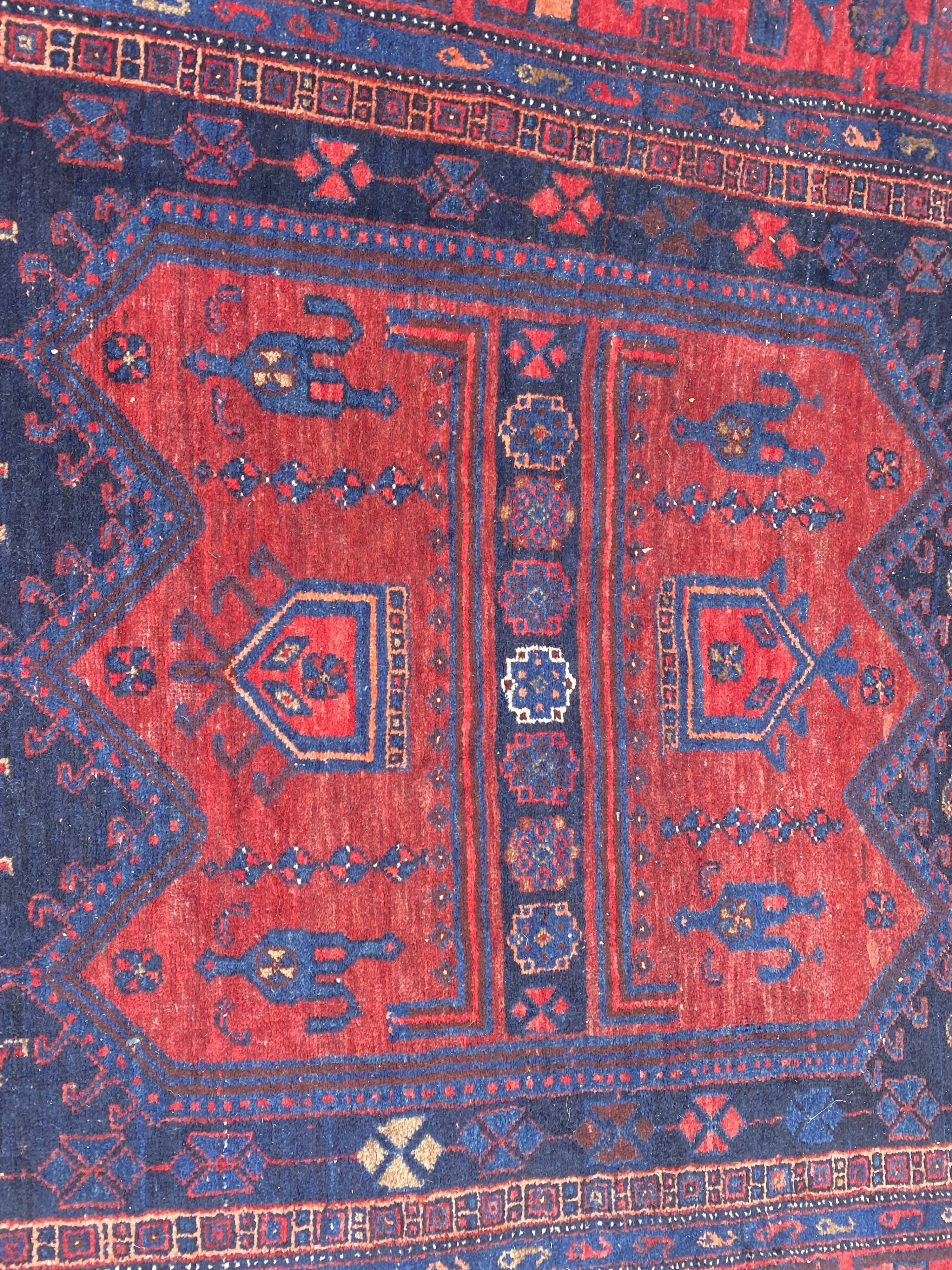 Very beautiful old Persian carpet Bijar handmade 148x318 cm