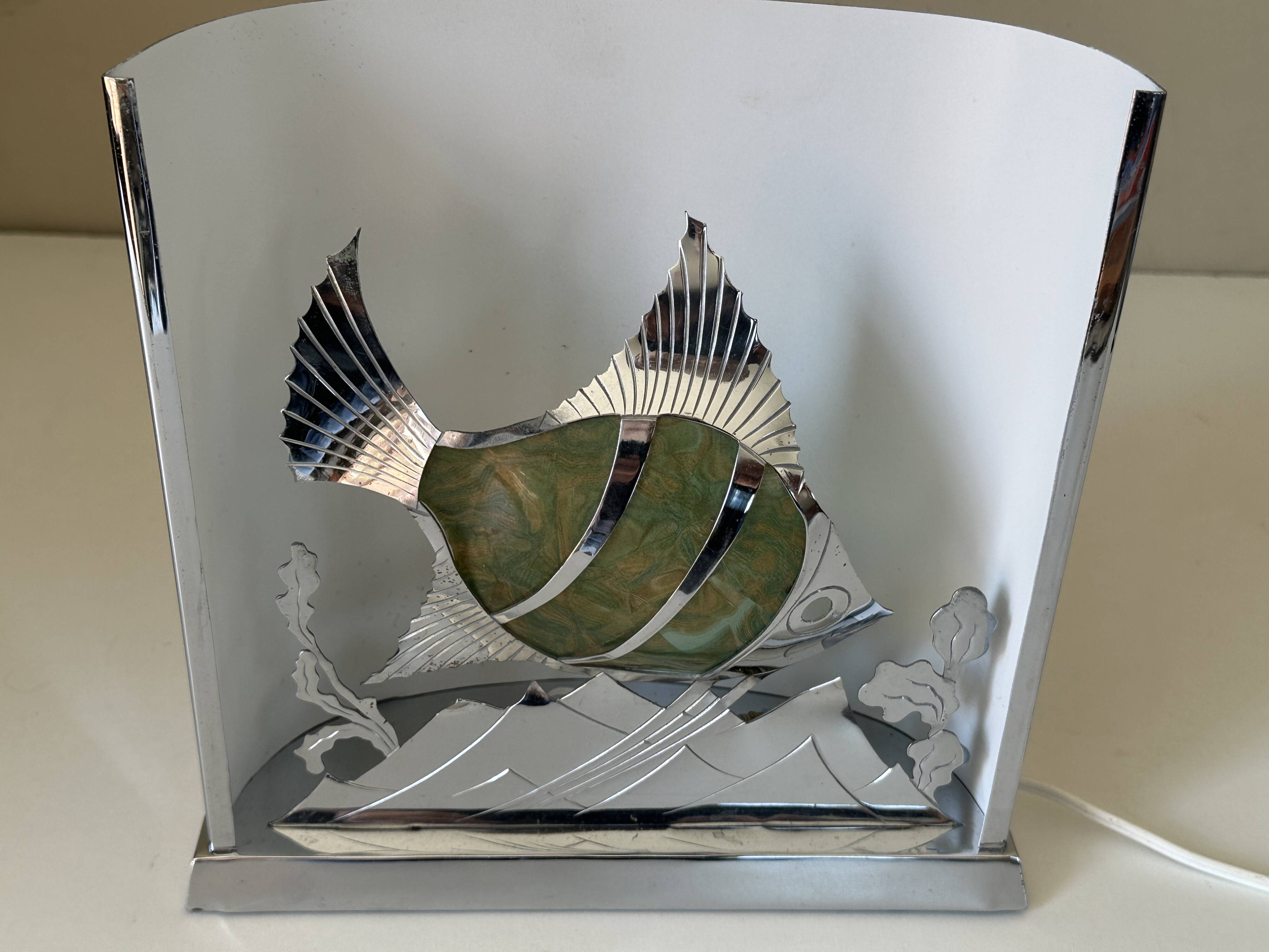 Fish lamp signed vintage design 50s