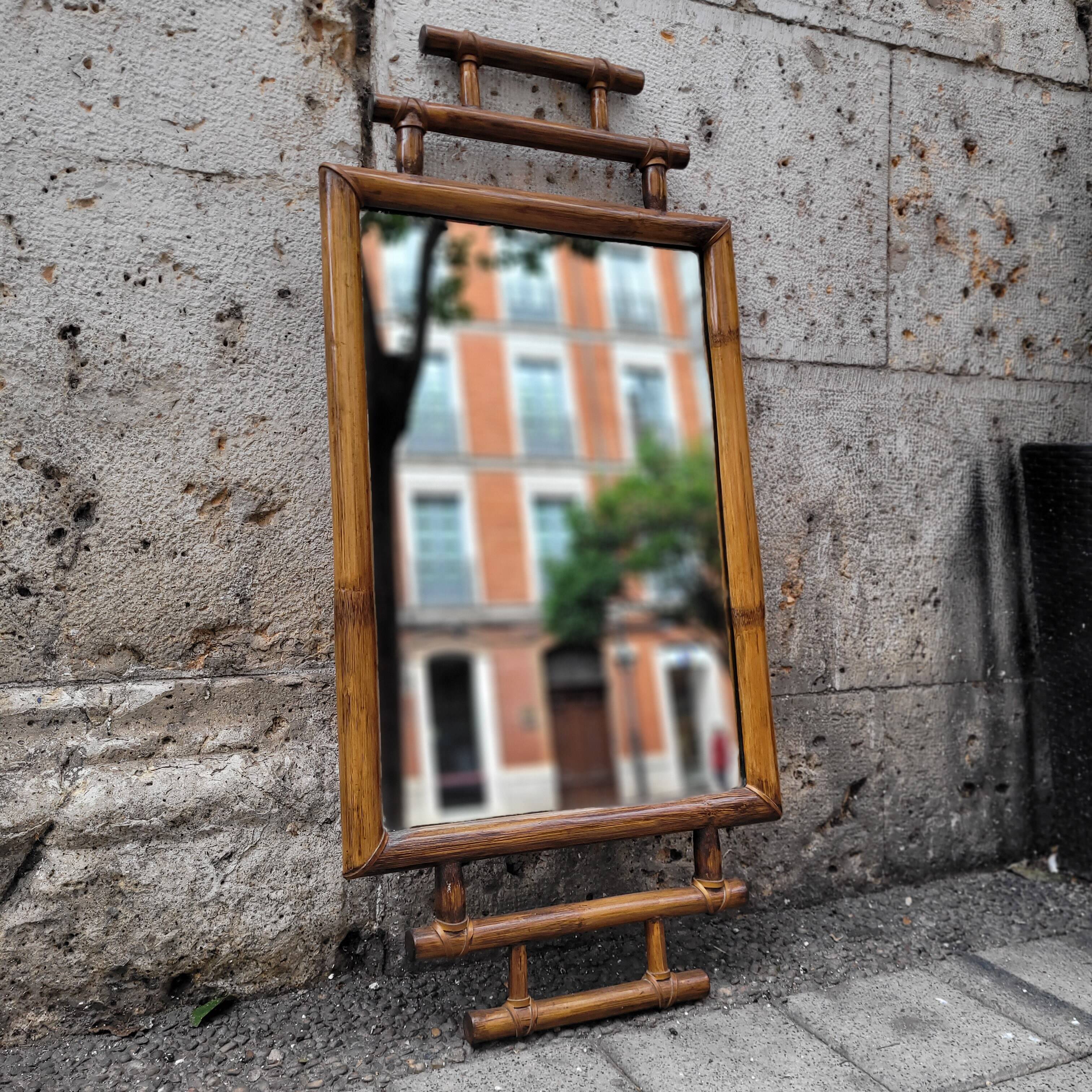 Colonial mirror with bamboo frame, 1900s - France