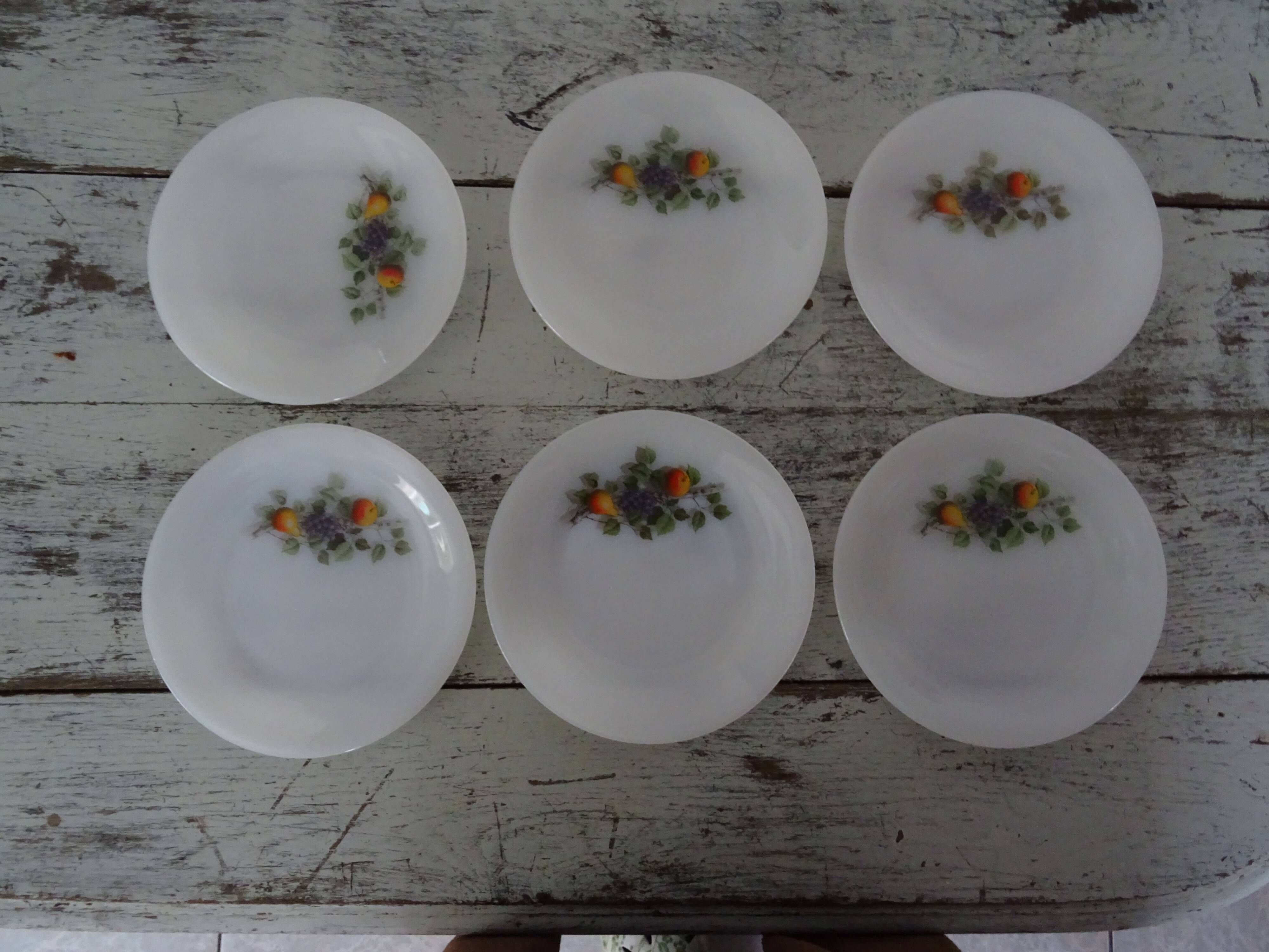 6 Dessert plates Arcopal model Fruits de France apple pear vintage grape