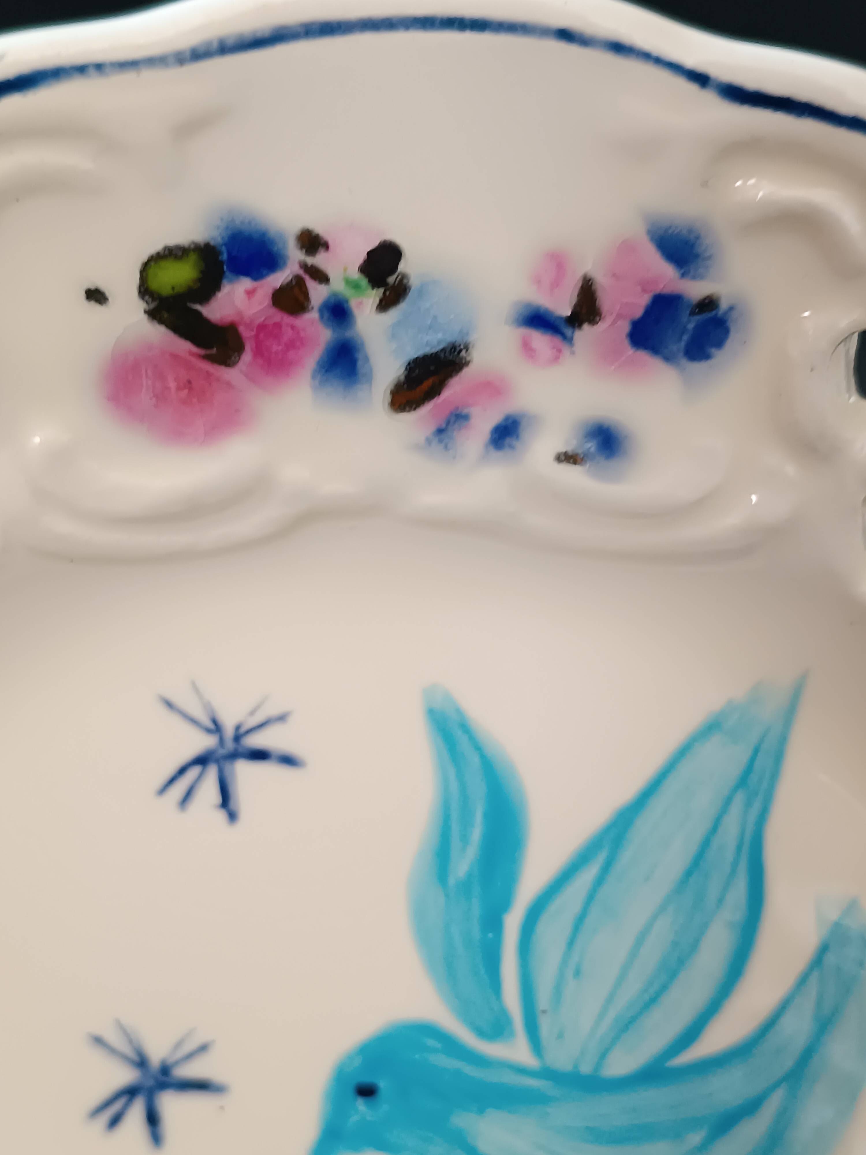 Vintage painted ceramic wall plate with cut-out design by Claude Smadja.