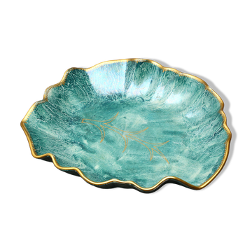 1920’s Swedish Grace Art Deco Josef Ekberg Large Leaf-shaped Green Lustre Centre