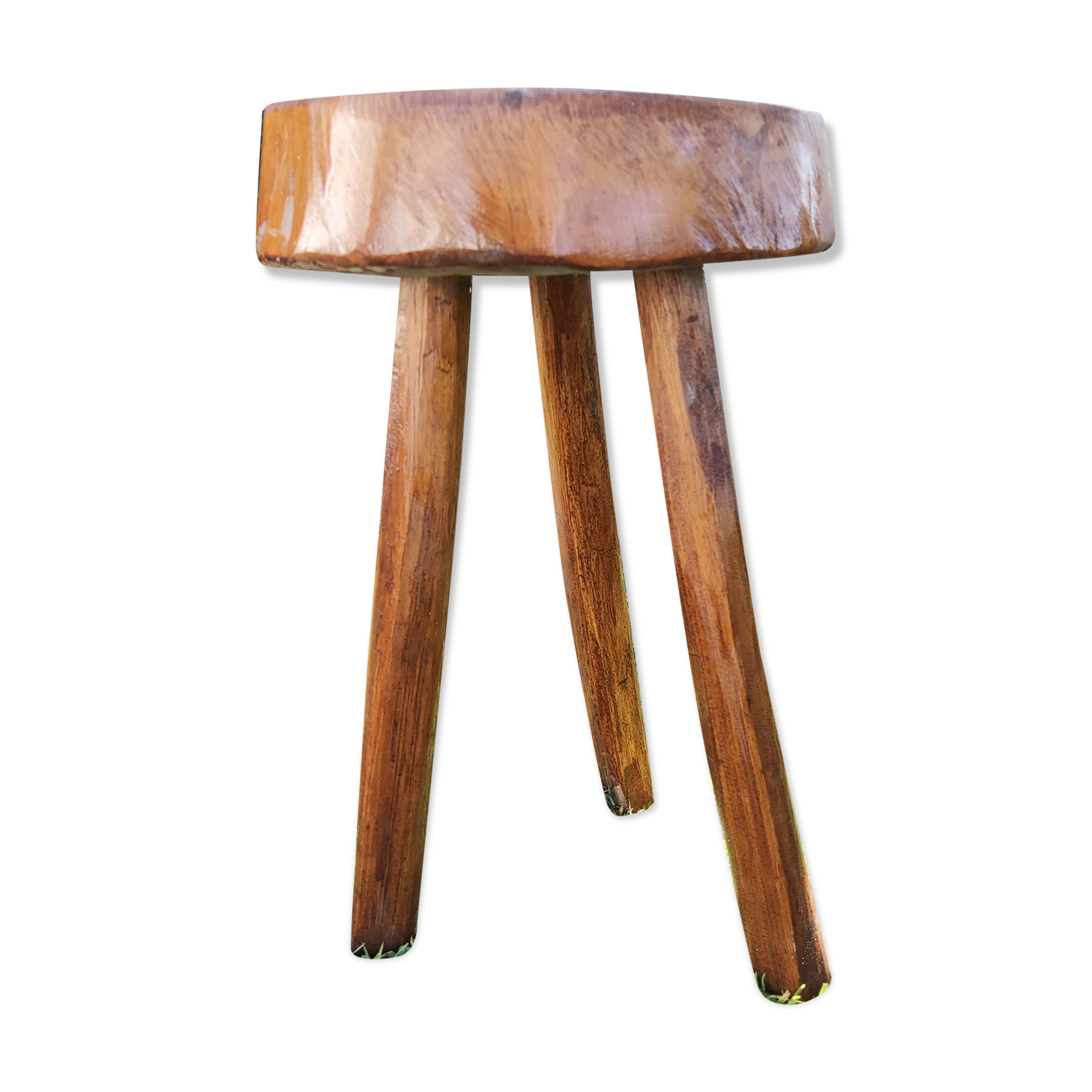 Rustic wood tripod stool
