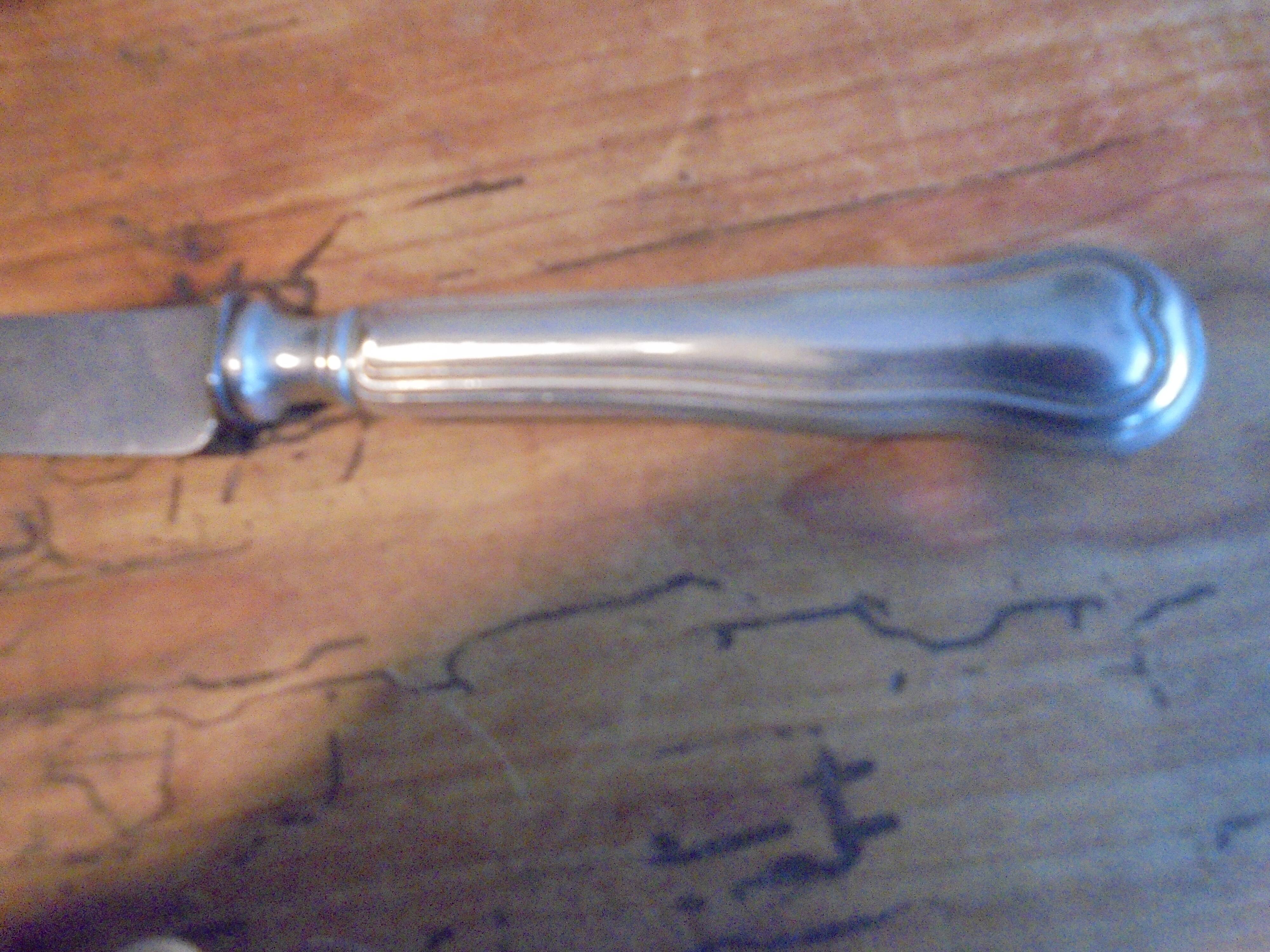 8 old silver metal knives