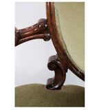 Neo-Rococo Armchair in Mahogany with Brand Green Velour Upholstery